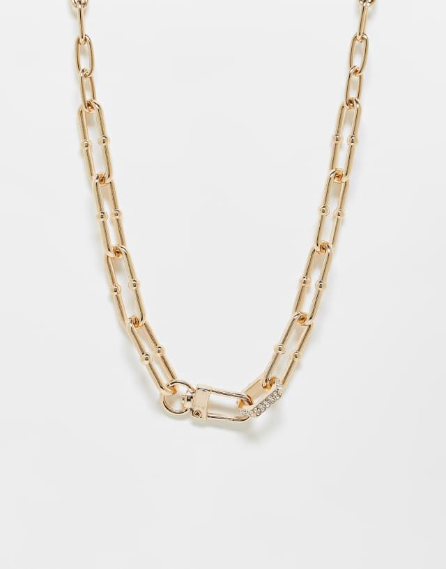 River Island embellished link chain necklace in gold