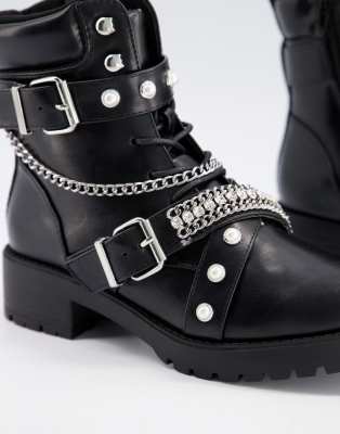 river island black biker boots