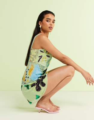 River Island Embellished Mini Shift Dress In Multi