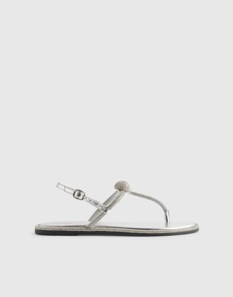 River Island Embellished sandals in silver - view 1