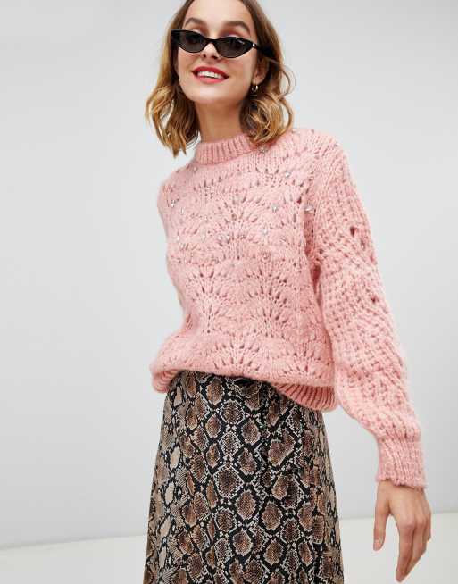 Pink embellished outlet jumper