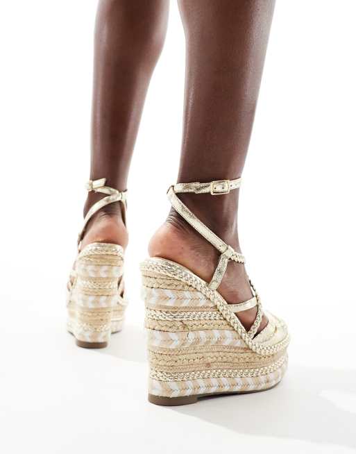 River Island embellished wedges in gold ASOS