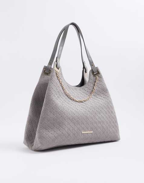 River Island Embossed chain front shoulder bag in grey - view 1