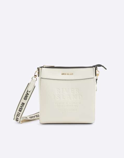 River Island Embossed cross body bag in cream - view 1