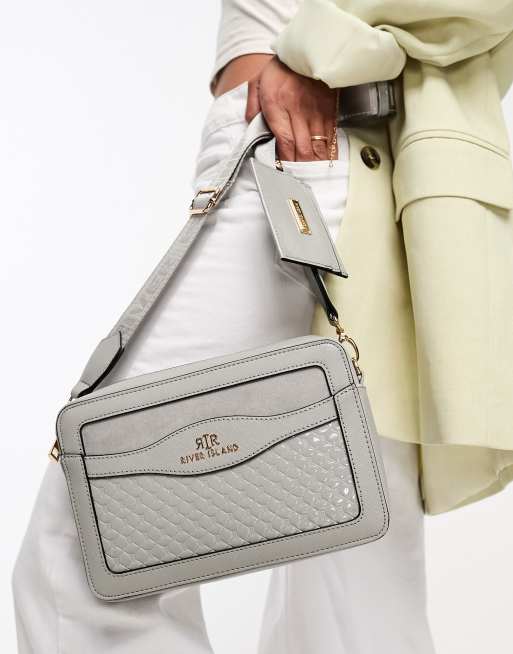 Embossed Cross Body Bag - White