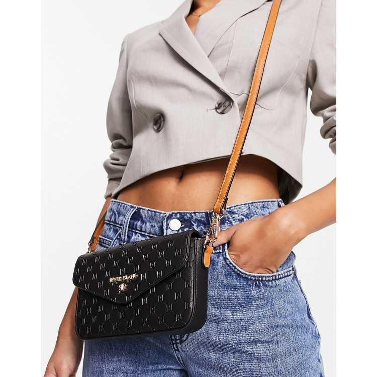 River Island Womens Black Embossed Cross Body Bag