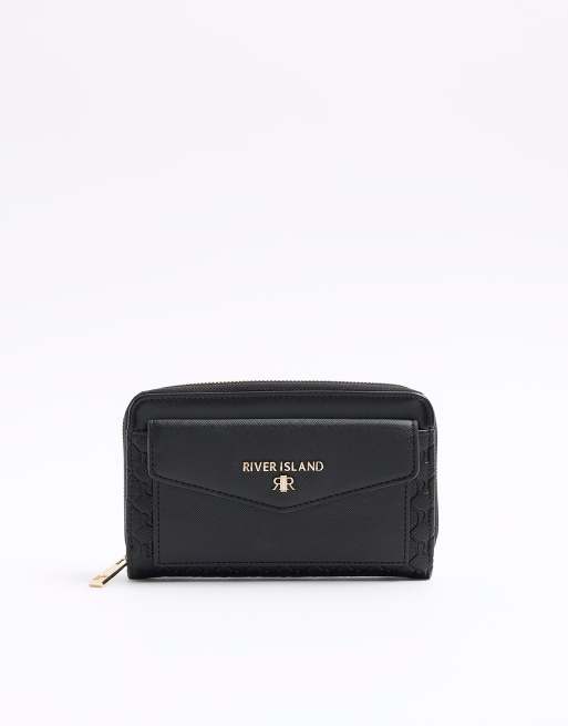River Island Embossed envelope purse in black