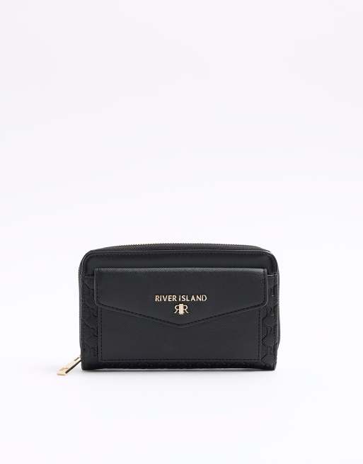 River Island Embossed envelope purse in black | ASOS