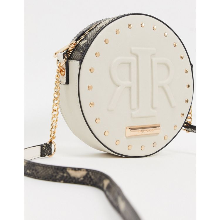 River Island cross body bag with circle detail in white