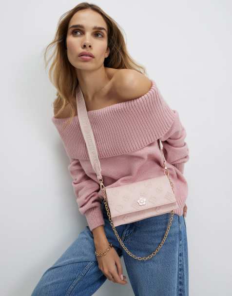 River Island Embossed monogram cross body bag in pink - view 1