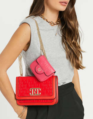 River Island Embossed Monogram Double Bag Purse In Red ModeSens