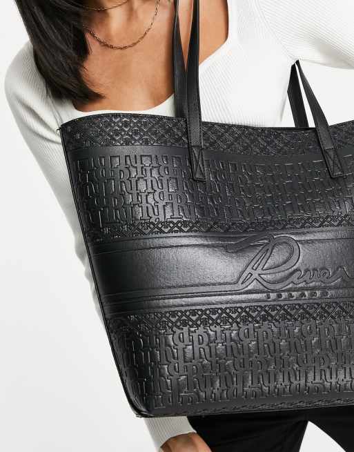 River island black 2025 embossed shopper bag