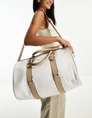 River Island monogram weekend bag in beige