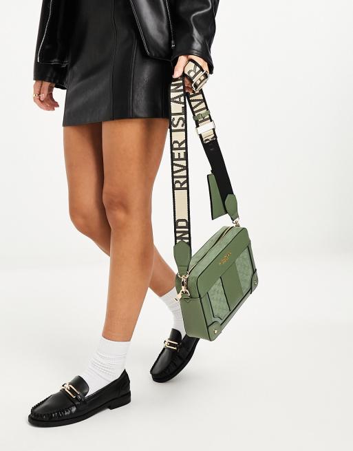 River island khaki online slouch bag