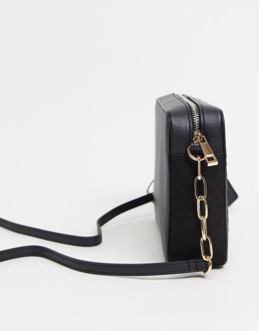 River Island Boxy Monogram Cross Body Bag in Black