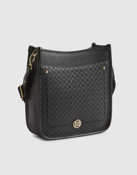 River Island Embossed pocket messenger bag in black - view 1
