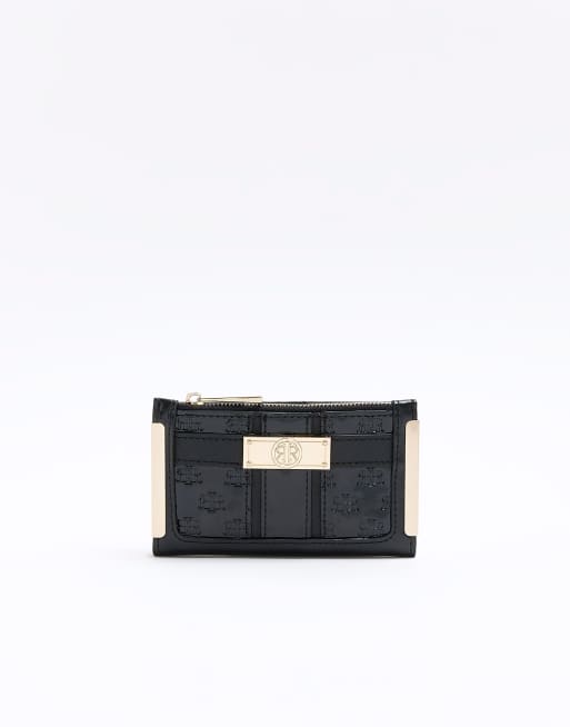 River Island Embossed ri card holder in black | ASOS