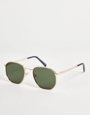 River Island embossed round sunglasses in gold