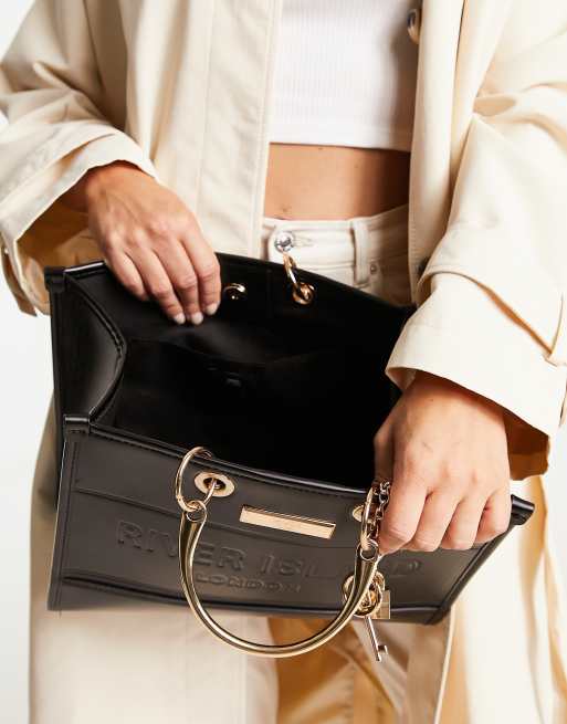 River island black leather bag new arrivals