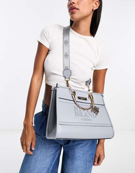 River Island embossed tote bag in gray