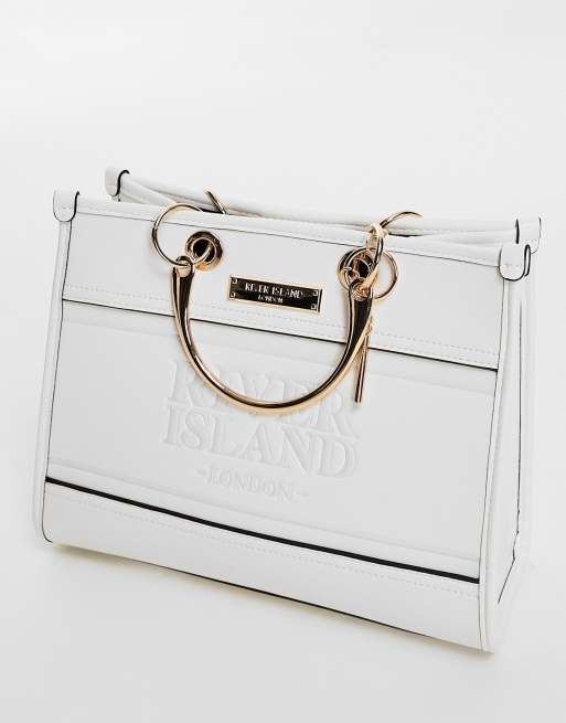 River Island Womens White Ri Monogram Padlock Cross Body Bag