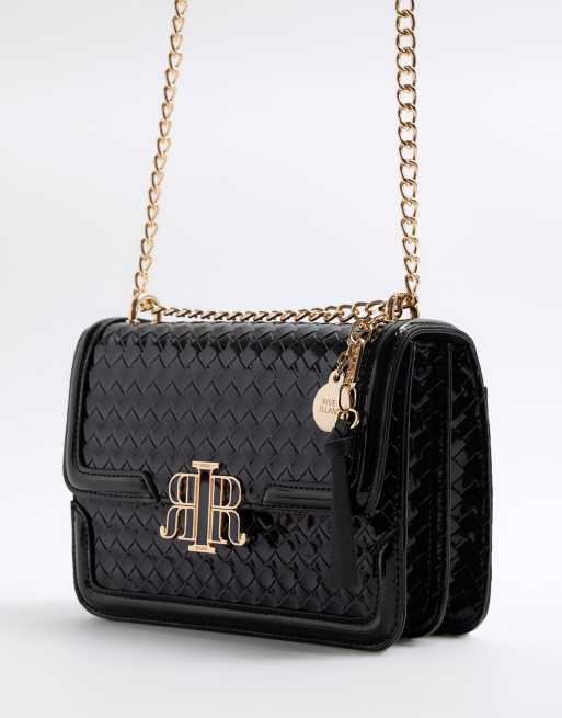 River Island Embossed woven satchel bag in black ASOS