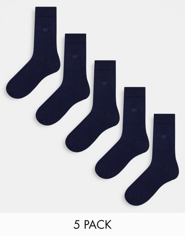 River Island embroidered ankle socks in navy