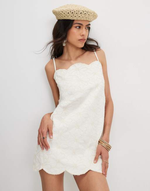 river island white embroidered dress Buy River Island White Cotton Floral Embroidered Mini Dress from Next USA