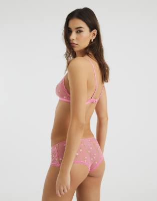 RIVER ISLAND EMBROIDERED FLORAL BRIEFS 