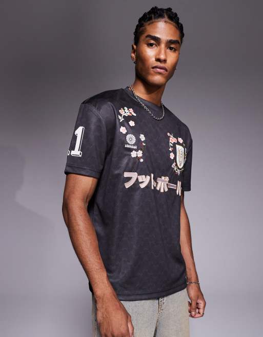 River Island embroidered football t-shirt in black, 2 of 4