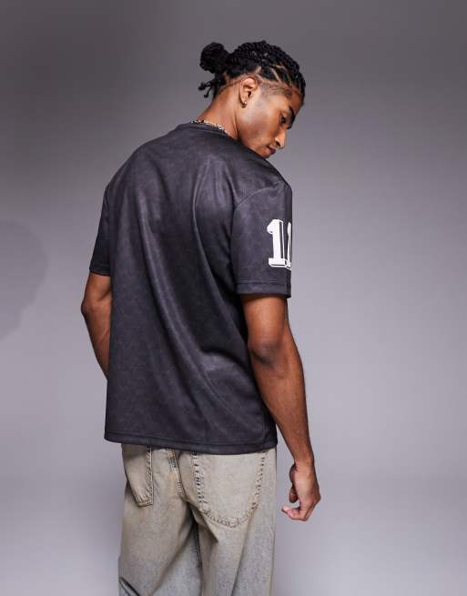 River Island embroidered football t-shirt in black, 3 of 4