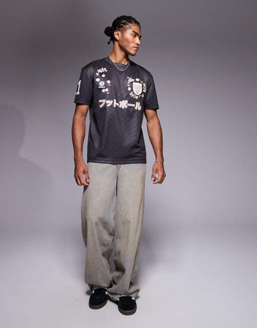 River Island embroidered football t-shirt in black, 4 of 4