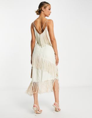 River island white store fringe dress