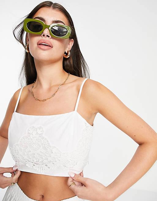  River Island embroidered lace co-ord bralet in white 