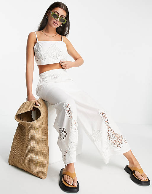  River Island embroidered lace co-ord bralet in white 