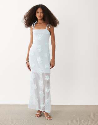 River Island Embroidered Shell Maxi Dress In White