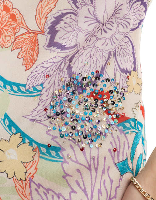 River Island embroidered slip dress in light pink, 3 of 4