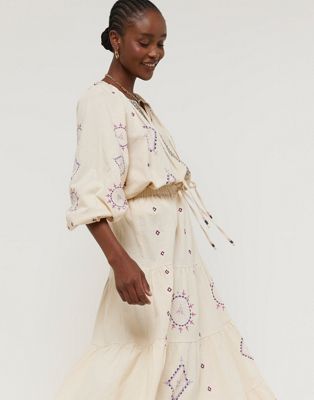 River Island Embroidered smock top in cream