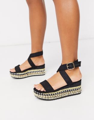 river island black flatforms