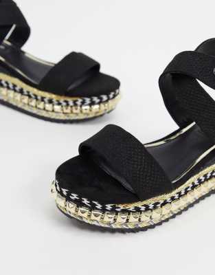 river island black flatforms