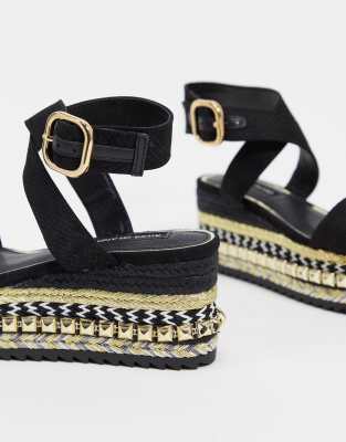 black studded flatforms