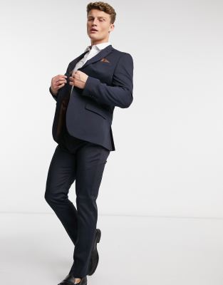 River Island skinny suit trousers in navy Navy