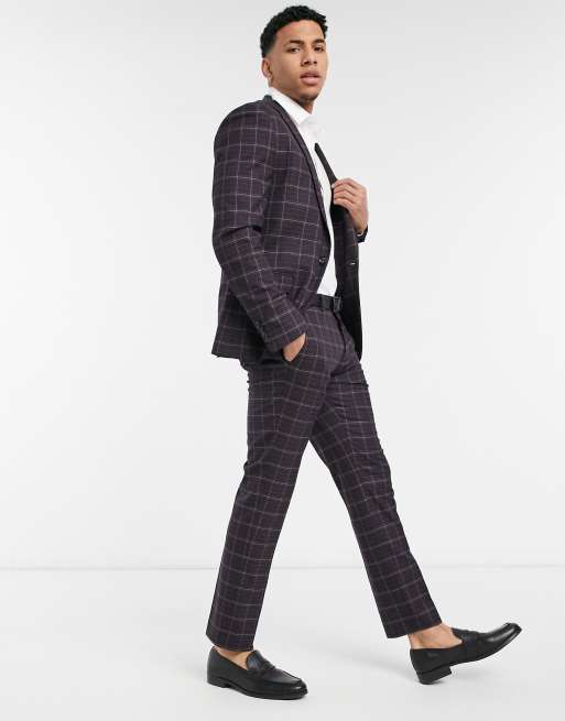 River Island – Enge, rot karierte Anzughose, 4 von 4