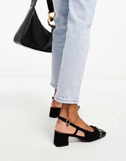 River Island - Escarpins à talon carré et bride arrière - Noir, 3 de 4