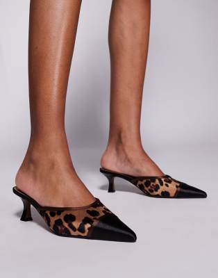 River Island - Escarpins à talon et imprimé léopard-Marron