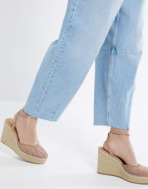 River Island Espadrille diamante wedges in pink - light - view 1