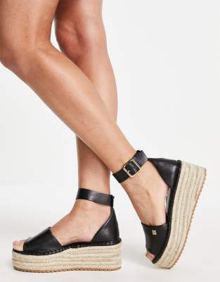 River Island espadrille flatform sandal in black - ASOS Price Checker