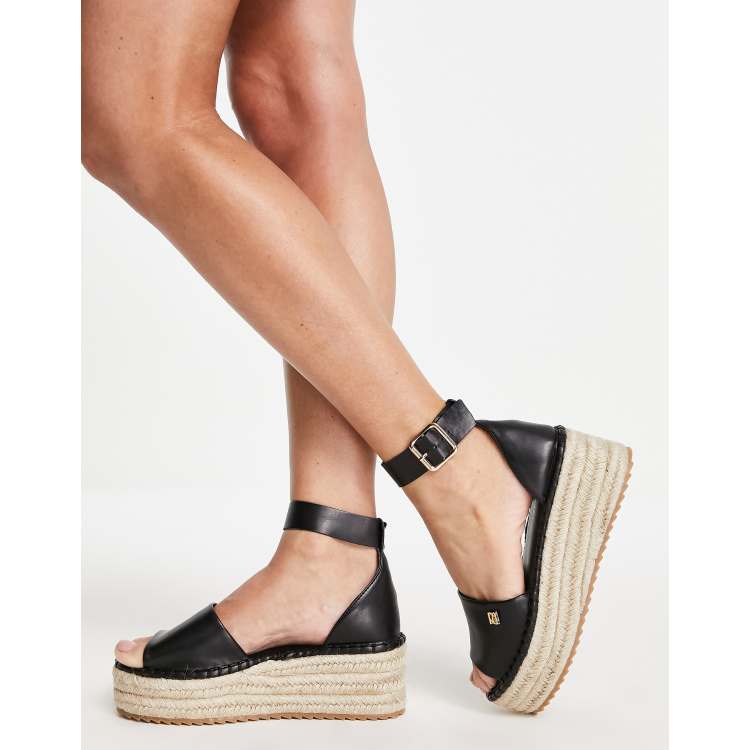 River Island espadrille flatform sandal in black