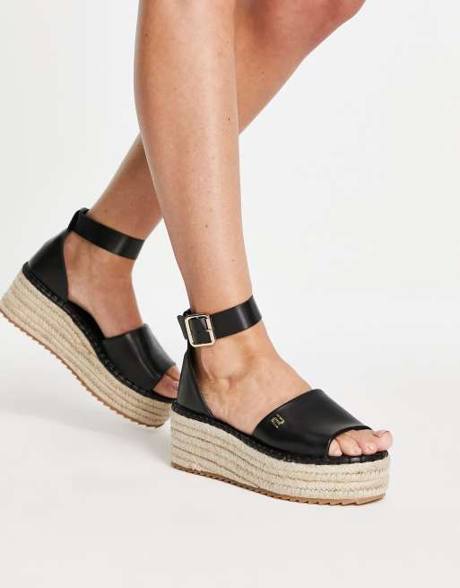 River Island espadrille flatform sandal in black