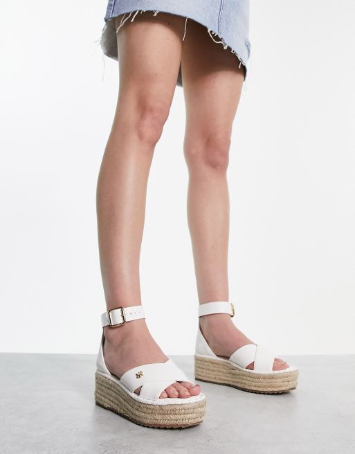 River Island White Flower Espadrille Platform Wedges